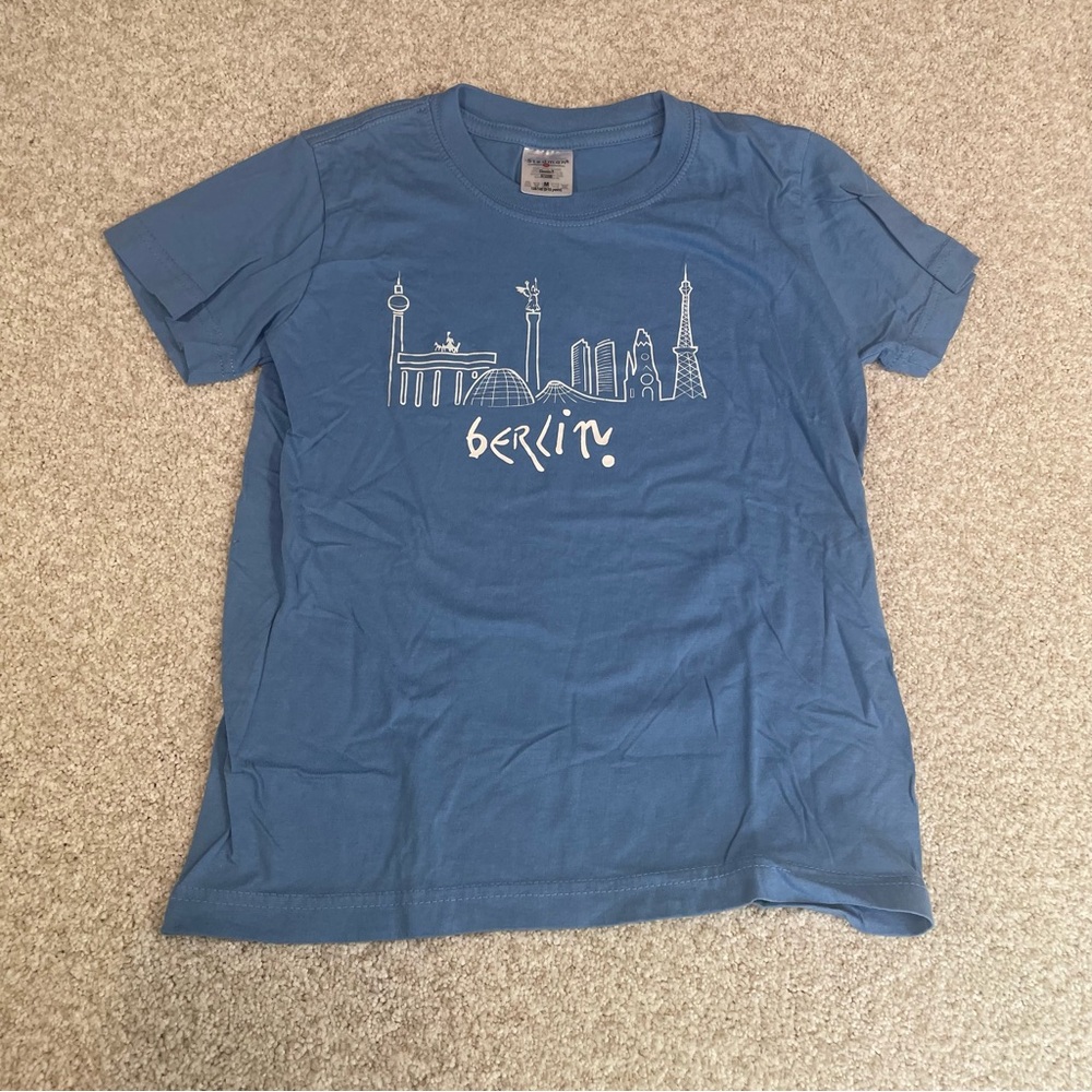 Berlin Germany Deutschland Skyline Kids T-Shirt Light Blue Size 9-10 Years
